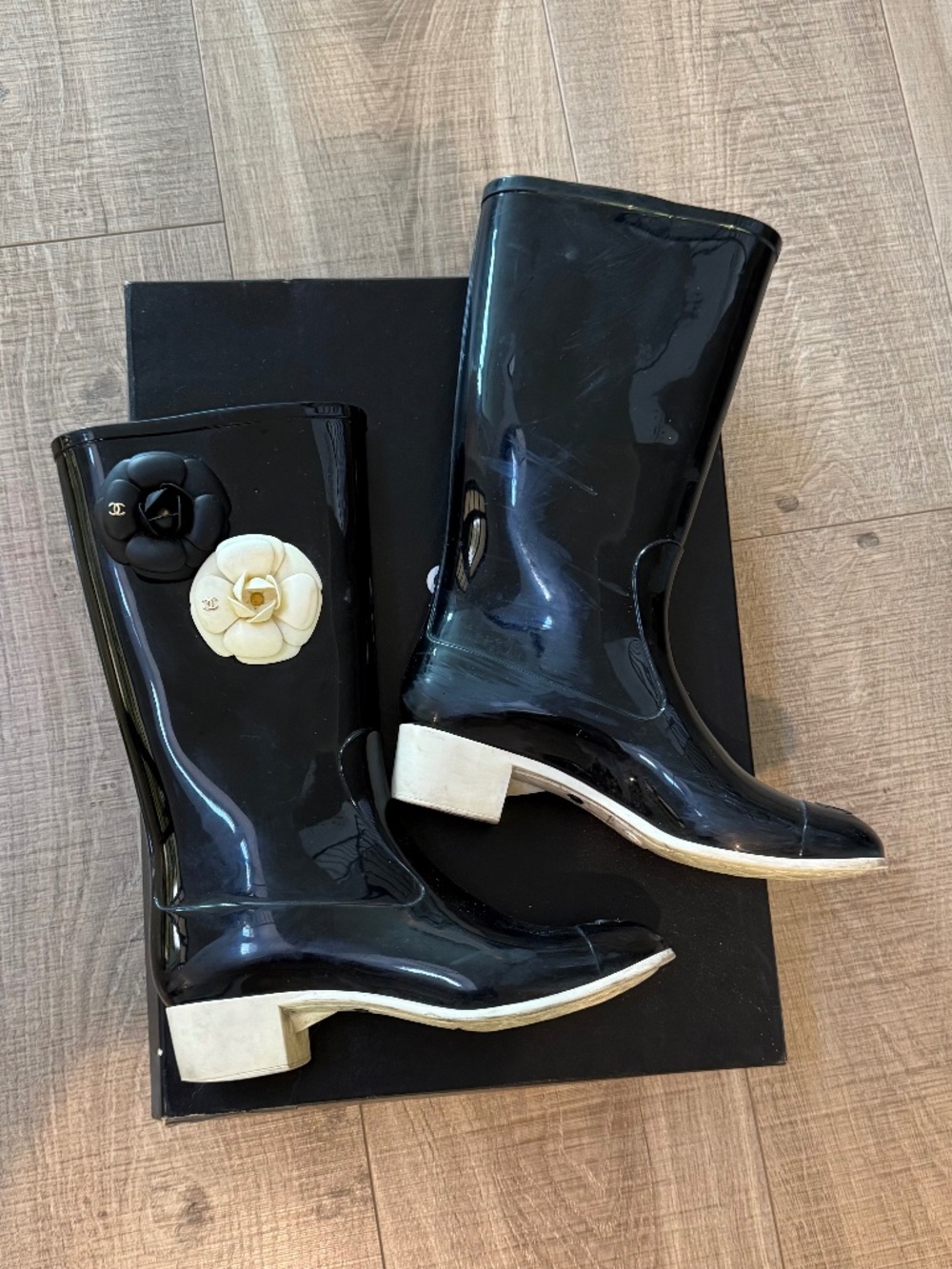 Vintage Authentic Chanel 38 Rainboots with org box